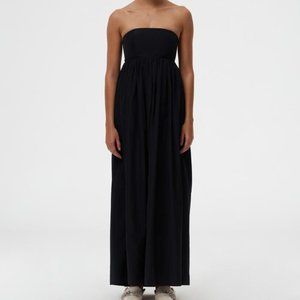 Tibi Italian Sporty Nylon Strapless Cocoon Dress